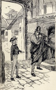 Oliver tapaa salaperäisen muukalaisen Charles Dickensin elokuvasta Oliver Twistin seikkailut, 1901